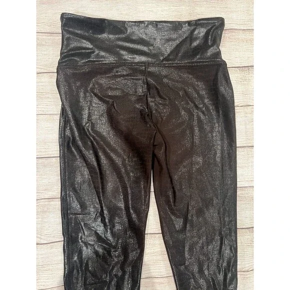 SPANX Leggings Woman’s Brown Faux Leather Alligator Size Large - Picture 4 of 8